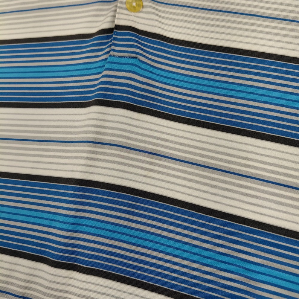 Nike‎ Golf Tour Performance Dri-Fit Mens Large Blue Striped Short Sleeve Polo - Picture 7 of 13